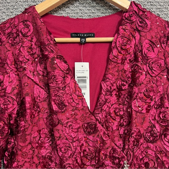 Helene Blake women’s red lace sequin wrap top size S NWT - Picture 7 of 14
